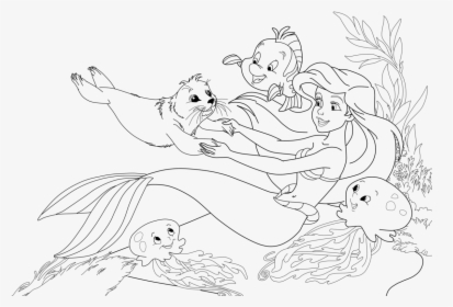 Little Mermaid Coloring Pages - Mermaid Friends Coloring Pages, HD Png Download, Transparent PNG