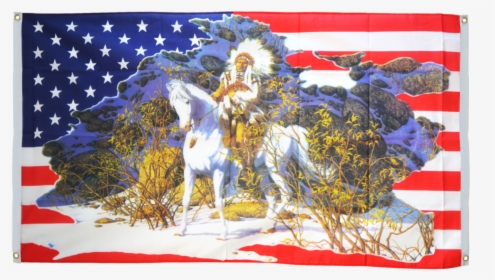 Usa With Indian Chief Flag For Balcony - Bev Doolittle Art, HD Png Download, Transparent PNG