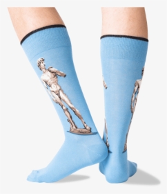 Men S Michelangelo S David Crew Socks In Blue Front - Tights, HD Png Download, Transparent PNG