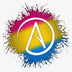 Atheist Symbol Silhouetted Out Of Lgbtq Rainbow Paint - Rainbow Atheist Symbol, HD Png Download, Transparent PNG
