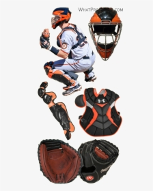 Buster Posey Glove Model, Buster Posey Chest Protector, - Under Armour Catchers Gear Black And Orange, HD Png Download, Transparent PNG