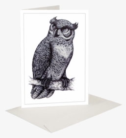 Horned Owl Inkling Greeting Card - Great Horned Owl, HD Png Download, Transparent PNG