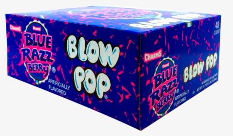 Charms Blow Pop Blue Razz Berry 48 Pops Box - Box, HD Png Download, Transparent PNG