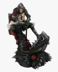 Crusader Killing Dragon Statue - Figurine, HD Png Download, Transparent PNG