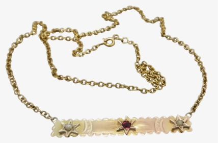 Upcycled 9k Gold Garnet Doublet Seed Pearl Necklace - Chain, HD Png Download, Transparent PNG