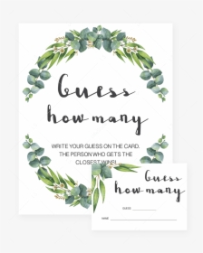 Greenery Wreath Baby Shower Guess How Many Game By - Would She Rather Baby Shower Game, HD Png Download, Transparent PNG