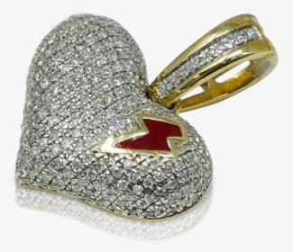 10k Yellow Gold Diamond Ladies Bolt Heart Pendant - Beanie, HD Png Download, Transparent PNG