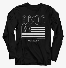 Back In Black 1980 Us Tour Acdc Long Sleeve Shirt - Ac Dc Us Flag T Shirt, HD Png Download, Transparent PNG