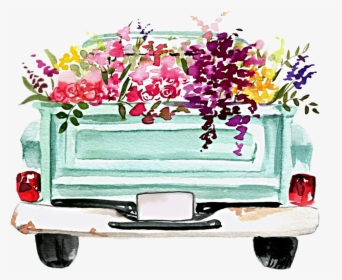 #watercolor #truck #flowers #vintage #classic #retro - Let's Make Art Floral Truck, HD Png Download, Transparent PNG