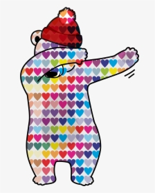 A Great Bear Design With Hearts And Red Bobble Hat - Valentine's Day, HD Png Download, Transparent PNG