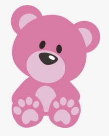Transparent Bear Outline Clipart - Pink Teddy Bear Clipart, HD Png Download, Transparent PNG