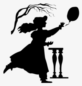 Girl Chasing Balloon Silhouette, HD Png Download, Transparent PNG