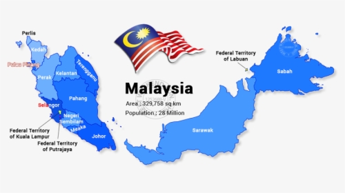 Key Malaysia, Malaysia At A Glance, Malaysia Visa Online, - Sabah And Sarawak Map, HD Png Download, Transparent PNG