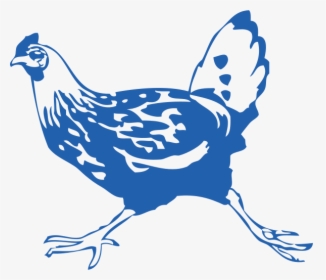 Chicken Running Blue Facing Left - Rooster, HD Png Download, Transparent PNG