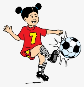 Footballer Girl Female - Playing Football Clipart, HD Png Download, Transparent PNG