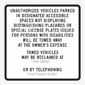 Unauthorized Vehicles Parking Signs - Unauthorized Vehicles Parked Sign, HD Png Download, Transparent PNG