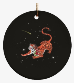 Tiger In Stars Ceramic Circle Tree Ornament - Illustration, HD Png Download, Transparent PNG
