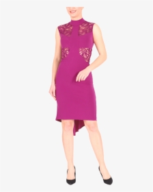 Dark Fuchsia Tango Dress With Lace Details And Ruched - Cocktail Dress, HD Png Download, Transparent PNG