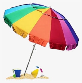 Summer Beach Umbrella Transparent Background - Umbrella At The Beach, HD Png Download, Transparent PNG