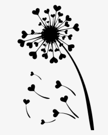 Common Dandelion Silhouette Wall Decal - Dandelion Clipart Black And White, HD Png Download, Transparent PNG