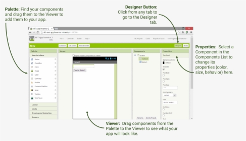 Designer And Blocks Explore - User Interface Mit App Inventor, HD Png Download, Transparent PNG