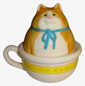Fat Cat Sitting In Teacup Salt And Pepper Shakers Salt - Animal Figure, HD Png Download, Transparent PNG