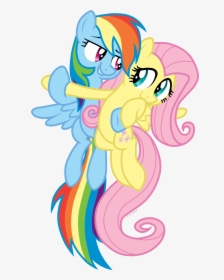 Hugging Clipart Transparent - Rainbow Dash And Fluttershy Hug, HD Png Download, Transparent PNG