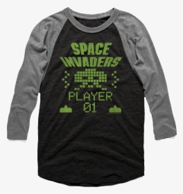 Space Invaders Raglan Baseball Shirt - Space Invaders, HD Png Download, Transparent PNG