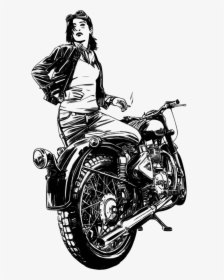 Motorbike Motorcycle Woman Free Picture - Motorcycle Woman Illustration, HD Png Download, Transparent PNG