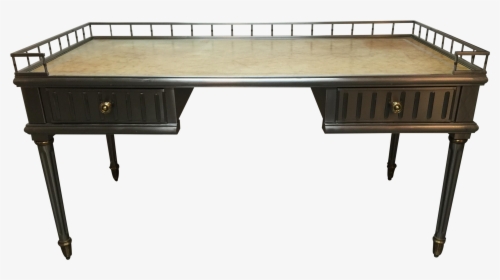 Italian Brushed Metal Leather Top Desk W / Gallery - Kitchen & Dining Room Table, HD Png Download, Transparent PNG