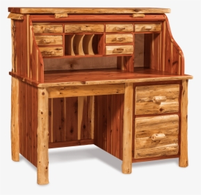 Single Pedestal Roll Top Desk Office Log Furniture - Writing Desk, HD Png Download, Transparent PNG
