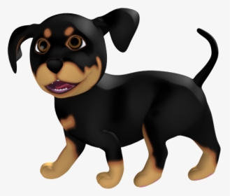 Happy Cartoon Rottweiler Puppy Walking - Russkiy Toy, HD Png Download, Transparent PNG