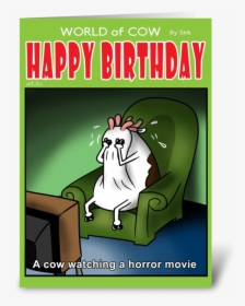 A Cow Watching A Horror Movie Bd Card Greeting Card - Greeting Card For Tester, HD Png Download, Transparent PNG