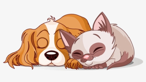 Cute Cat And Dog Clipart - Cat And Dog Animated, HD Png Download, Transparent PNG
