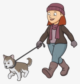 Puppy Cartoon Clipart At Free For Personal Use Transparent - Lady Walking Dog Clipart, HD Png Download, Transparent PNG