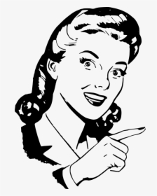 Female Clipart Black And White - Woman Pointing Finger Clipart, HD Png Download, Transparent PNG
