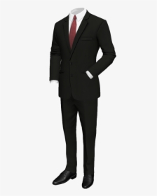 Black Wool Suit - Black Suit With Red Pocket Square, HD Png Download, Transparent PNG