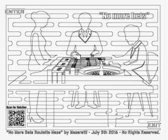 No More Bets Roulette Coloring Maze Clip Arts - Line Art, HD Png Download, Transparent PNG
