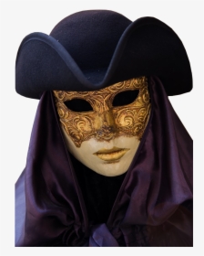Venice Carnival Costume With Mask And Hat - Venice Carnival Masks Png, Transparent Png, Transparent PNG