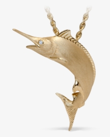 Yellow Gold Marlin Diamond Fish Necklace - Pendant, HD Png Download, Transparent PNG