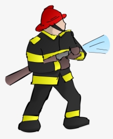Firefighter, Fire, Fireman, Hose, Rescue, Water, Helmet - Firefighter Clipart, HD Png Download, Transparent PNG