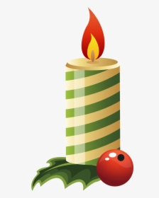 Green Christmas Candle Png - Free Transparent Christmas Candle Clipart, Png Download, Transparent PNG