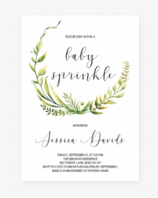Green Wreath Baby Sprinkle Invitation Template By Littlesizzle, HD Png Download, Transparent PNG