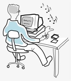 Computer User Burning Music Cds Svg Clip Arts - Clipart Listening To Music With Computer, HD Png Download, Transparent PNG