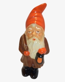 Vintage German Art Pottery Yard Gnome With Lantern - Santa Claus, HD Png Download, Transparent PNG