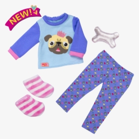 Pug Jama Party Sleepwear Outfit For 18 Inch Dolls - Our Generation Pug Pyjamas, HD Png Download, Transparent PNG