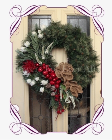 Red & White Pine Wreath Flowers For Ever After Artificial - Wreath, HD Png Download, Transparent PNG