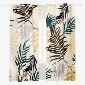 2 Panel Set Beige Yellow Leaf Printing Curtain For - Leaf Print Curtains, HD Png Download, Transparent PNG