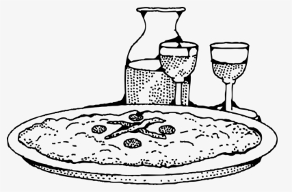 Pizza Clipart Schwarz Weiß - Pizza And Wine Clipart, HD Png Download, Transparent PNG