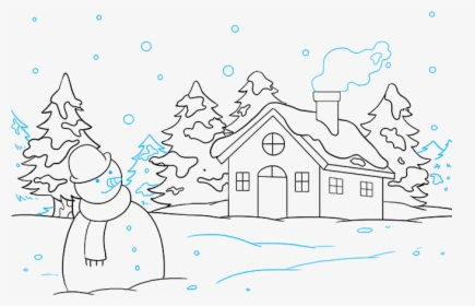 Easy Winter Scene To Draw, HD Png Download, Transparent PNG